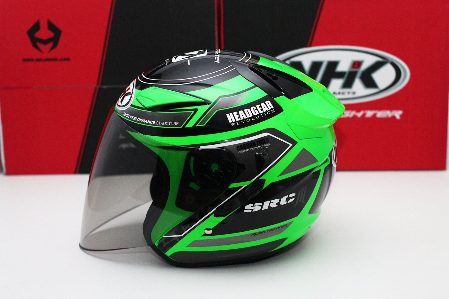 NHK R1 v2.0 Touring (Green Flo/Silver Glossy) (D-Ring) - Durian Bikers