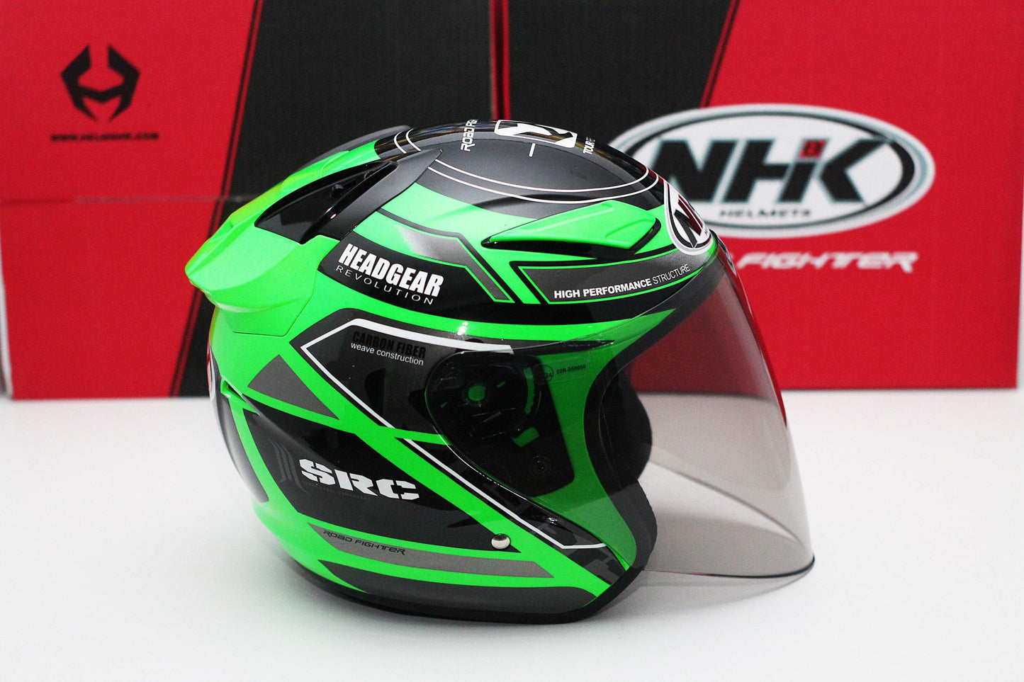 NHK R1 v2.0 Touring (Green Flo/Silver Glossy) (D-Ring) - Durian Bikers