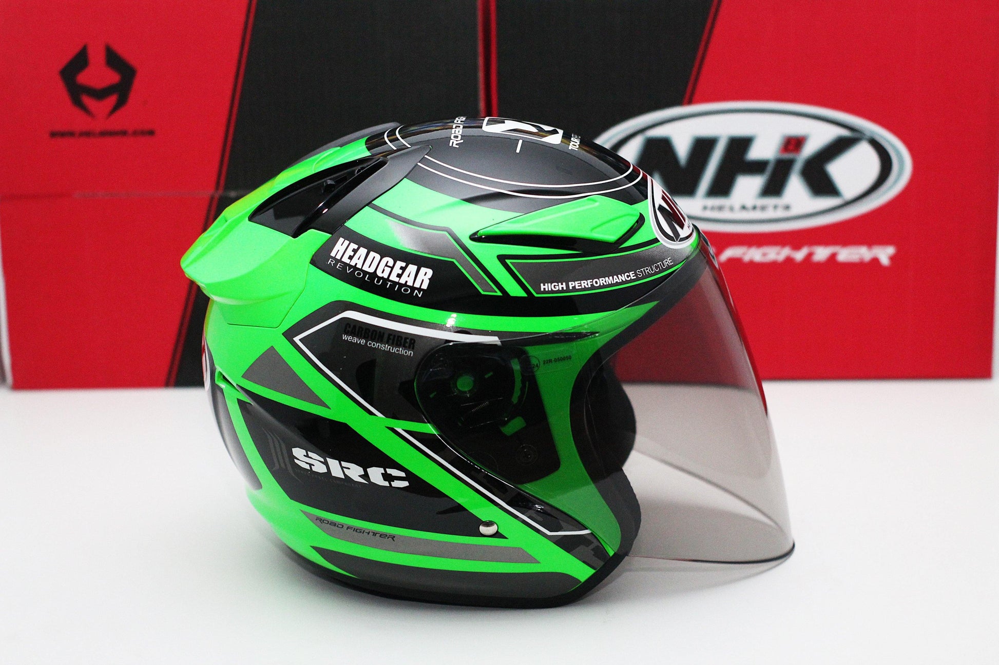 NHK R1 v2.0 Touring (Green Flo/Silver Glossy) (D-Ring) - Durian Bikers