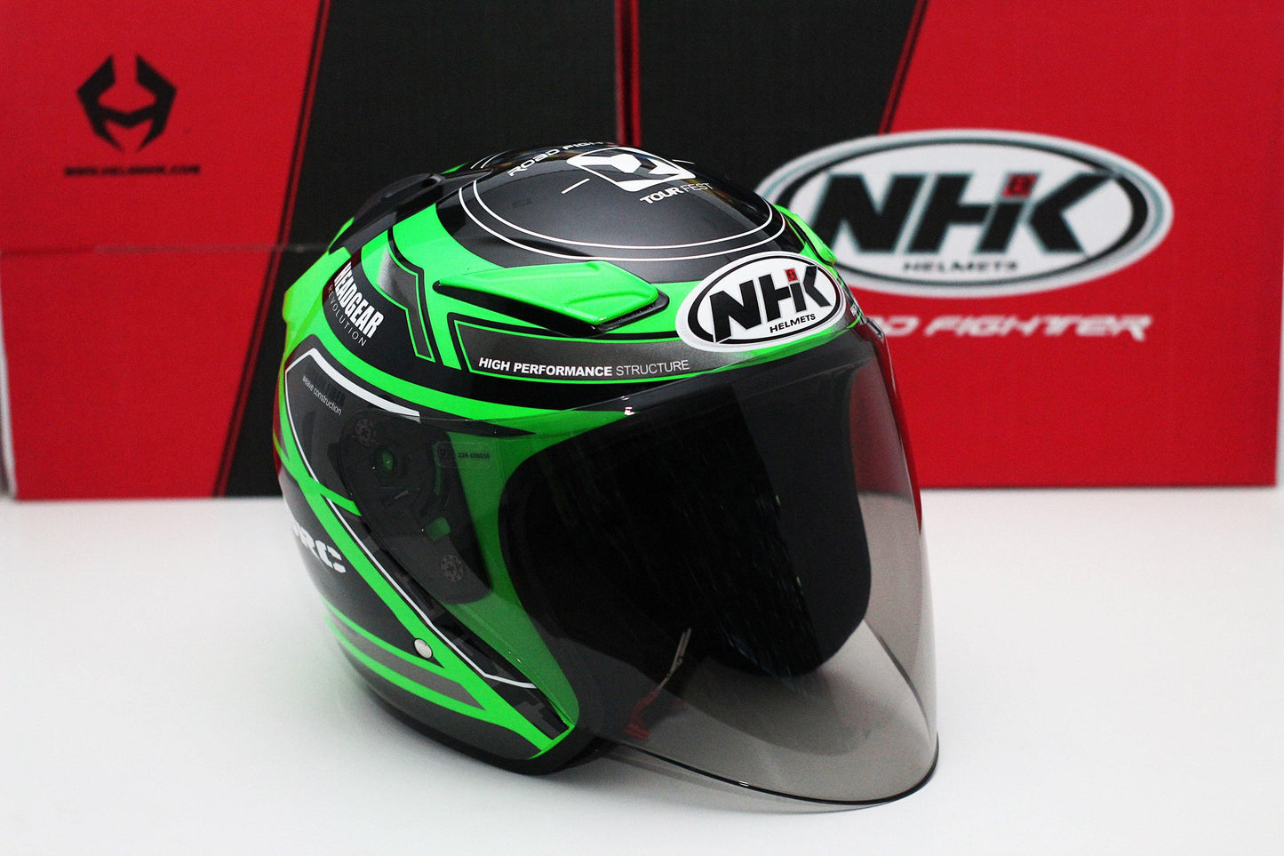 NHK R1 v2.0 Touring (Green Flo/Silver Glossy) (D-Ring) - Durian Bikers