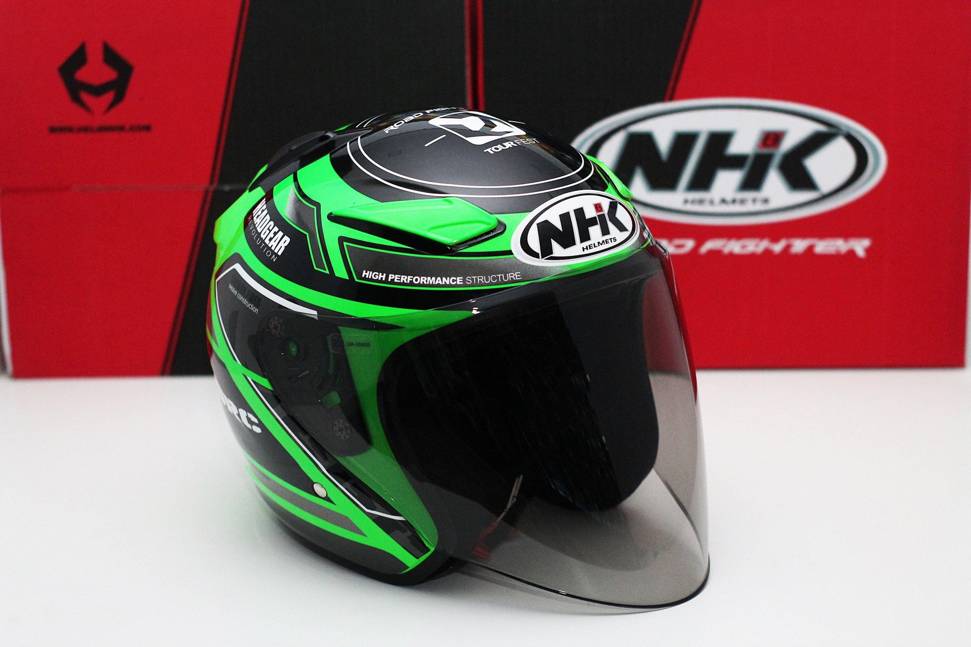 NHK R1 v2.0 Touring (Green Flo/Silver Glossy) (D-Ring) - Durian Bikers