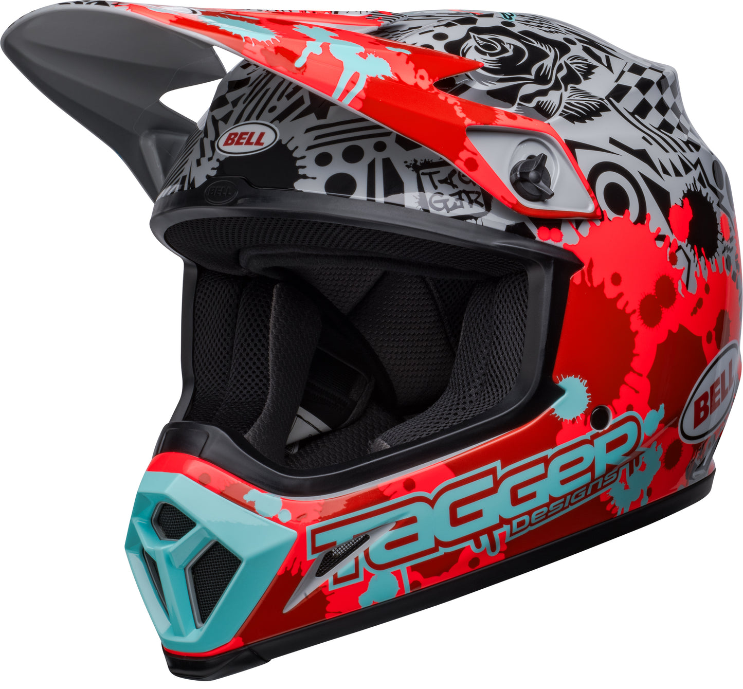 Bell Helmet MX-9 Mips (Tagger Splatter Bright Red/Gray)
