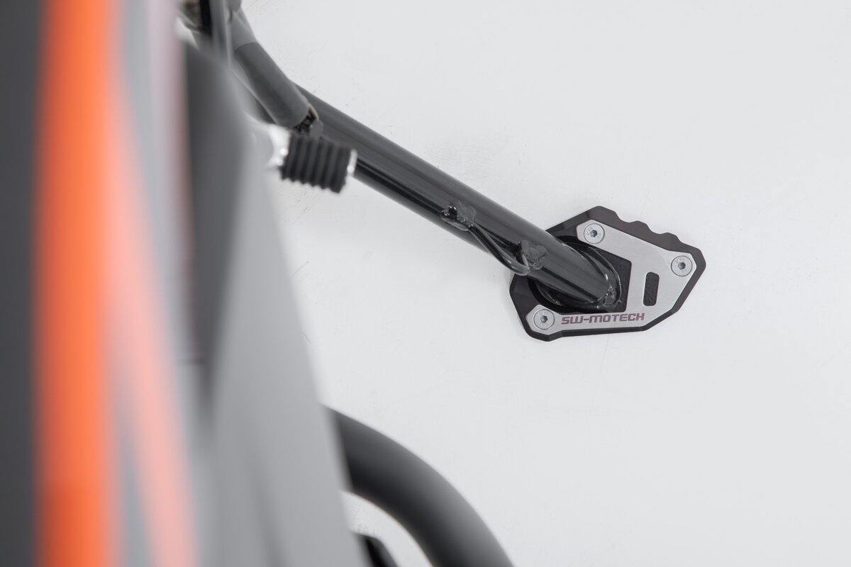 SW Motech Extension Side Stand Foot (Black / Silver) fits for KTM 790 Adv / R, 690 Enduro ('19-) - Durian Bikers